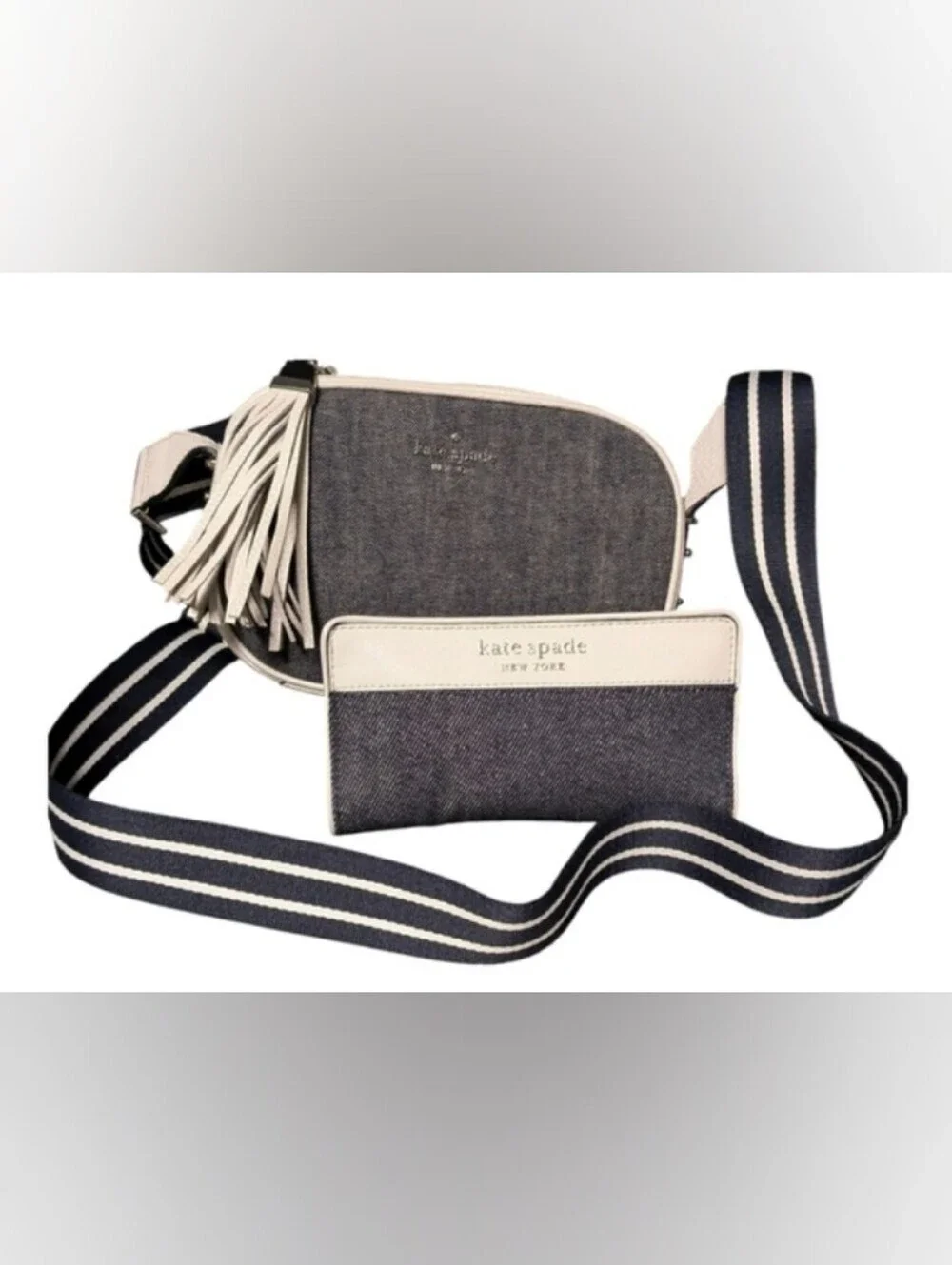 Kate Spade Set NEW Cameron Denim Colorblock Crossbody camera & Large Slim Wallet